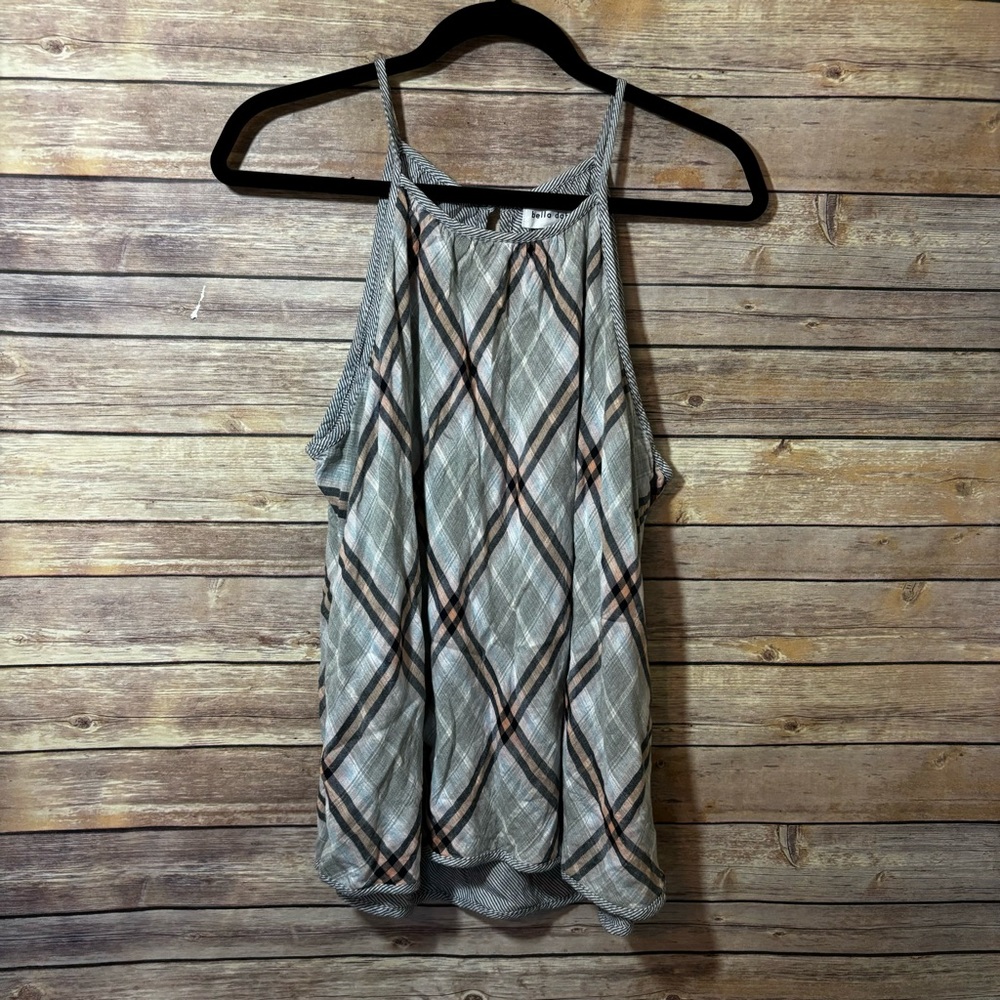 Bella Dahl Kia Halter Top Gray Diamond Plaid Size Medium EUC - Picture 4 of 8
